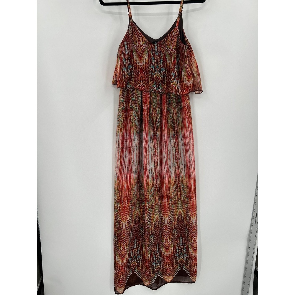 Love Reign Women's Maxi Dress Small‎ Brown Multicolor Spaghetti Strap